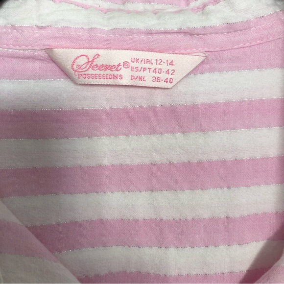 Secret Possessions Pink Metallic Stripped Button Down Shirt Top Women’s Size M/L - Picture 10 of 12